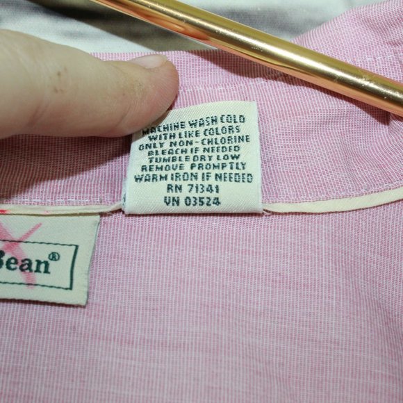 LL Bean Pink Collared V Neck Button Front Ruffle Dress Shirt Size M - Picture 5 of 8